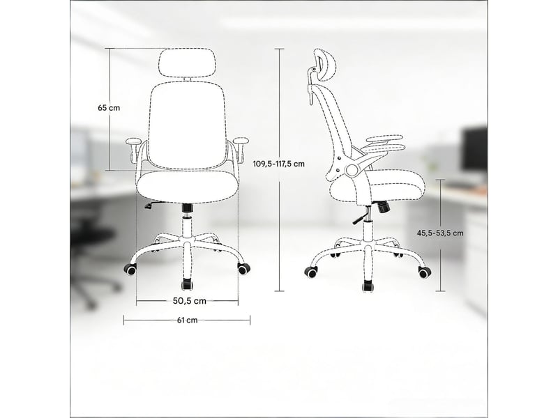  Fauteuil de bureau ergonomique avec appui-tête et accoudoirs 3d beige T5828P493341 - Conforama C