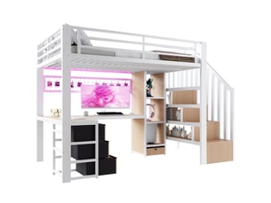 Lit mezzanine 90x200 cm <strong></strong> <strong></strong> coloris blanc
