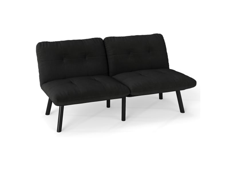Canapé-lit moderne pliable noir – canapé futon 2 places avec fonction couchage, lit d'appoint peu encombrant  - Conforama W