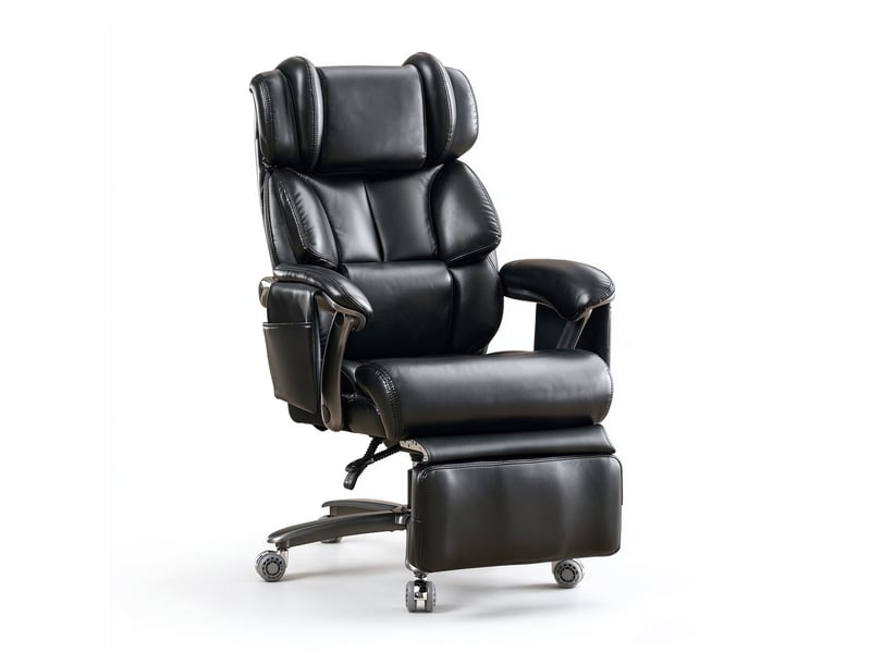  Fauteuil de bureau ergonomique avec massage et chauffage, cuir pu, noir  - Conforama A