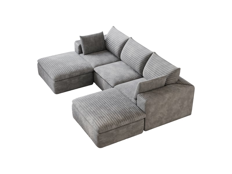  Canapé de salon, canapé cloud – sans montage, style cloud, gris foncé, en velours tricoté, 260 cm  - Conforama B