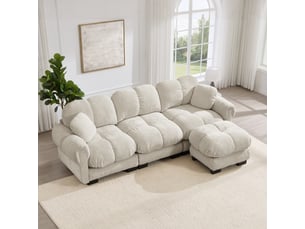 Canapé d'angle gauche fixe <strong></strong> <strong></strong> 3 places Tissu Marron