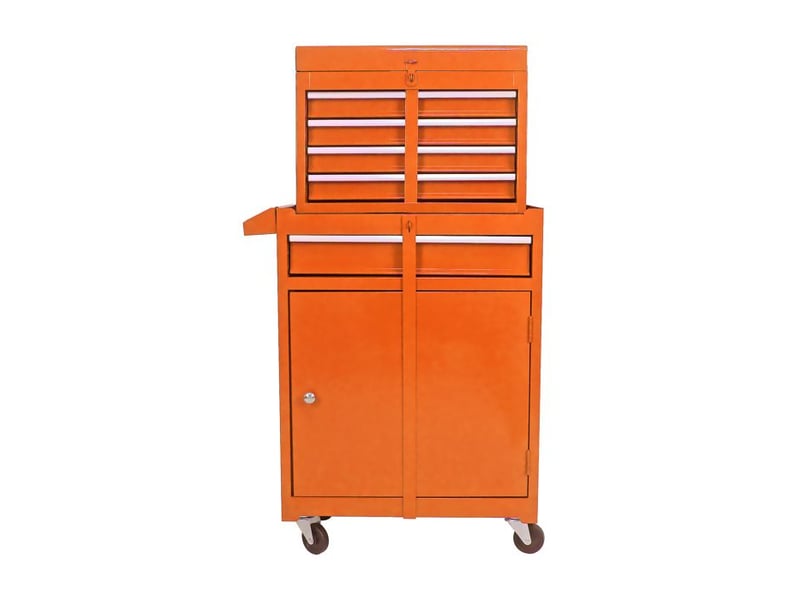  Boîte à outils à roulettes - 5 tiroirs - orange - acier - 18.7 kg - étagères amovibles - roues 58.5x28x102cm - Conforama C