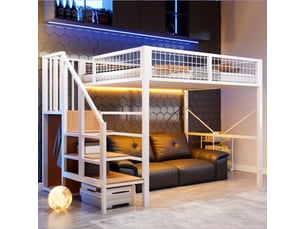 Lit mezzanine 140x200 cm <strong></strong>  <strong></strong> coloris blanc