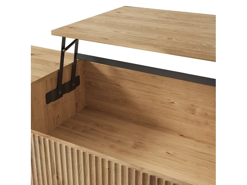 Table basse 95x48x50 cm plateau relevable, mdf naturel - Conforama D