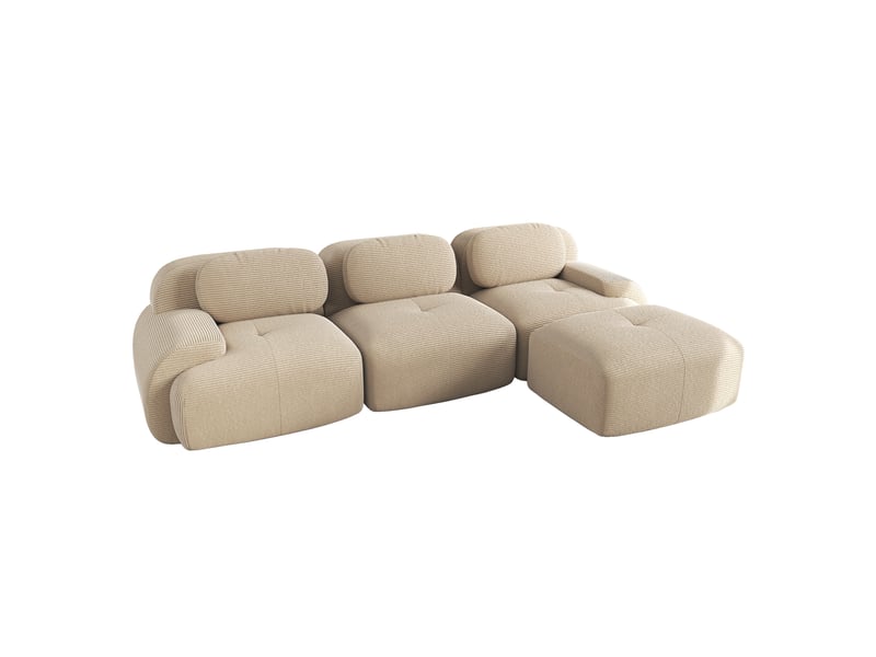 Canapé d'angle, canapé modulable, en velours tricoté, beige, sans montage, sans structure, chambre, pour salon - Conforama E