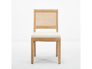Lot de 2 chaises de salle à manger en lin beige, structure en bois