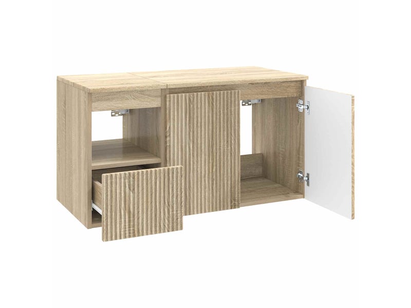Ensemble de mobilier de salle de bain 2 pc chêne sonoma cf64137 - Conforama D