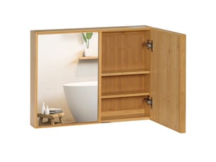 Armoire murale de salle de bain avec miroirs et 2 portes en bambou 65,2 x 14 x 50 cm