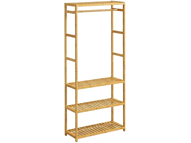  Porte-vêtements sur pied avec 4 étagères pour couloir rangement pratique 163 x 70 x 29 cm en bambou naturel 13_0018931  - Conforama A