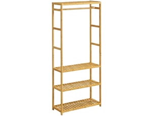 Porte-vêtements sur pied avec 4 étagères pour couloir rangement pratique 163 x 70 x 29 cm en bambou naturel 13_0018931