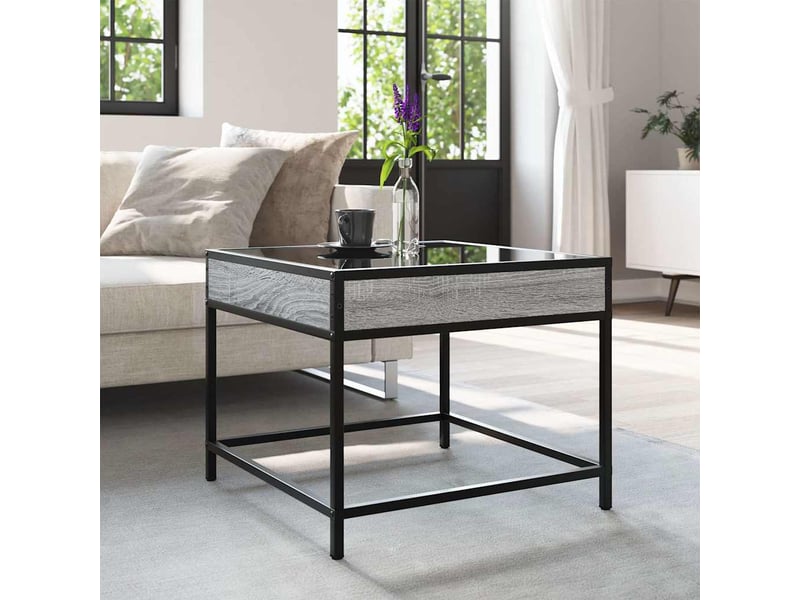  Table basse - table de salon - table à thé avec led infinity sonoma gris 50x50x41 cm  - Conforama D