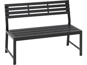 Banc de jardin, banquette extérieure pour 2 à 3 personnes, cadre en métal, 115x55x85 cm, noir
