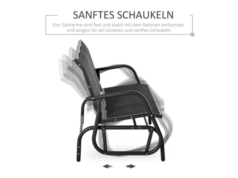  Balancelle jardin 3 places en métal, 300 kg, gris foncé, 147x70x85 cm  - Conforama D