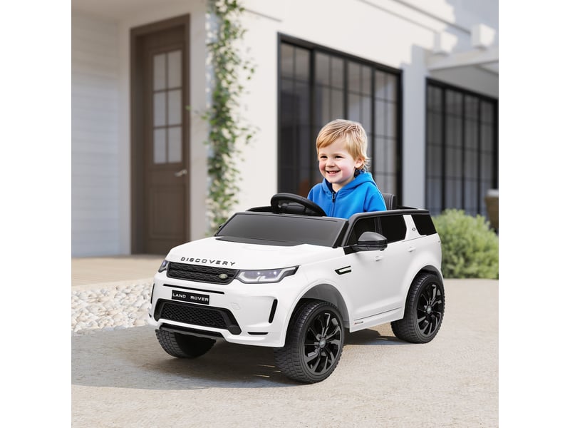  Voiture électrique pour enfants, véhicule 12 v avec télécommande, lumières led, musique et klaxon, 3-6 ans, blanche  - Conforama C