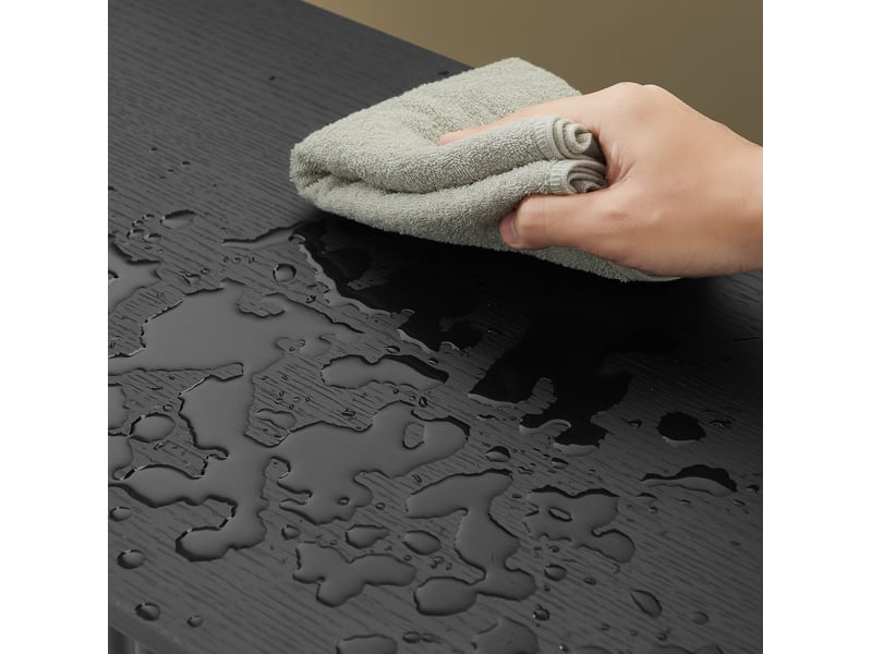  Table d’appoint, 80x80x75 cm, industrielle carrée table, pratique, plateau aggloméré, piètement acier, coloris noir  - Conforama E