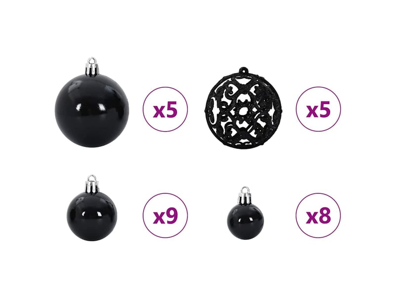  Ensemble de boules de noël 61 pcs 150 led blanc chaud ø 6 cm  - Conforama E
