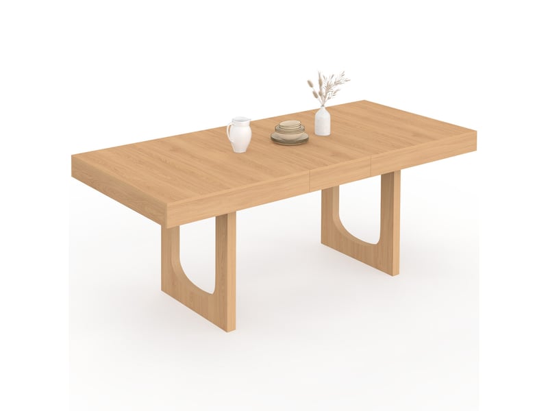 Table à manger extensible rectangle aloise 4-8 personnes pied arc bois effet hêtre 160-200 cm - Conforama A