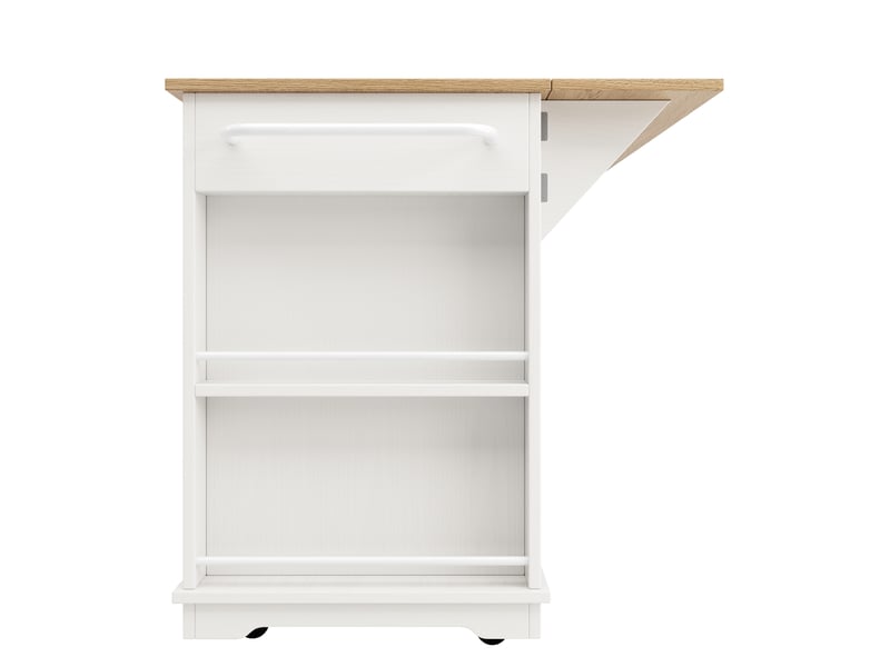 Desserte roulante,chariot de cuisine avec 4 portes(2 portes en verre trempé),3 tiroirs,plateau pliable,porte-serviettes et rangements,blanc desserte blanc - Conforama E