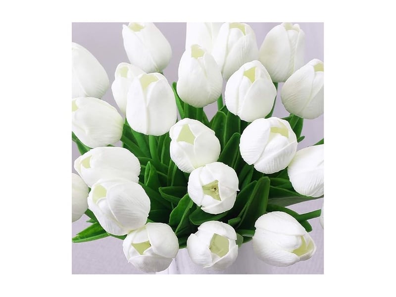  Kaelt - simulation fleur tulipe fausse fleur latex matériel toucher réel salle de mariage famille hôtel fête intérieur étude bricolage décoration  - Conforama E