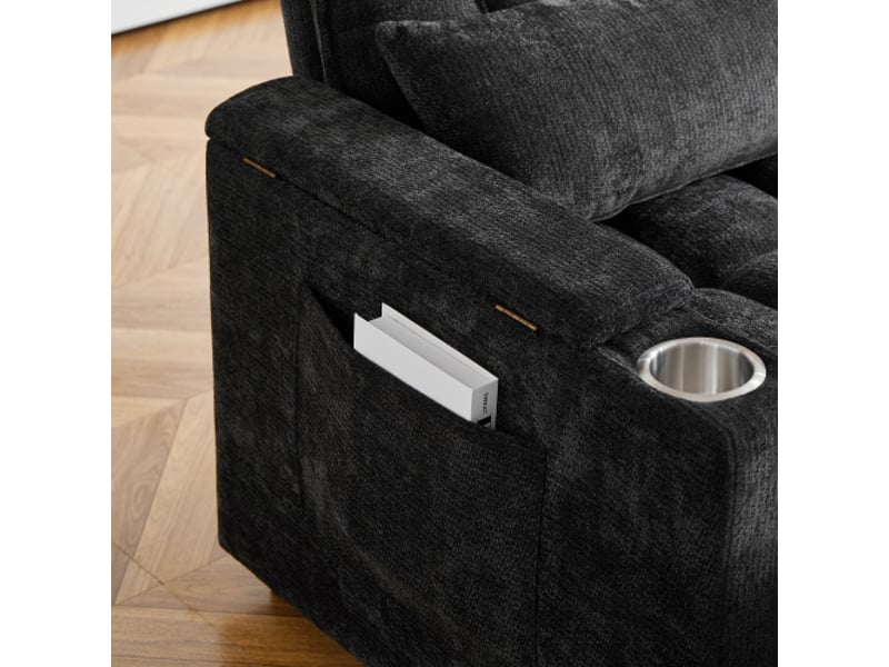 Canapé-lit 3-en-1 142 cm – couchage, coussins moelleux, 2 coussins lombaires, tablette et porte-gobelets  - Conforama E