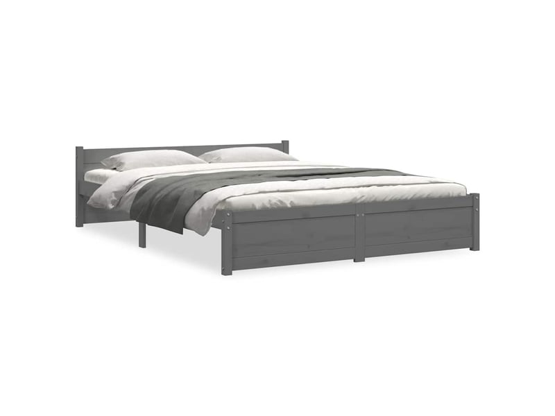  Lit double- lit adulte -  cadre de lit sans matelas gris bois massif 135x190 cm  - Conforama A