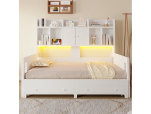 Lit banquette 90x190 cm <strong>OKWISH</strong>  <strong></strong> coloris blanc