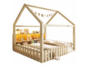 Lit cabane 140x190 cm coloris naturel