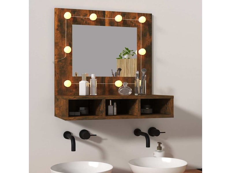  Armoire à miroir avec led chêne fumé 60x31.5x62 cm  - Conforama B