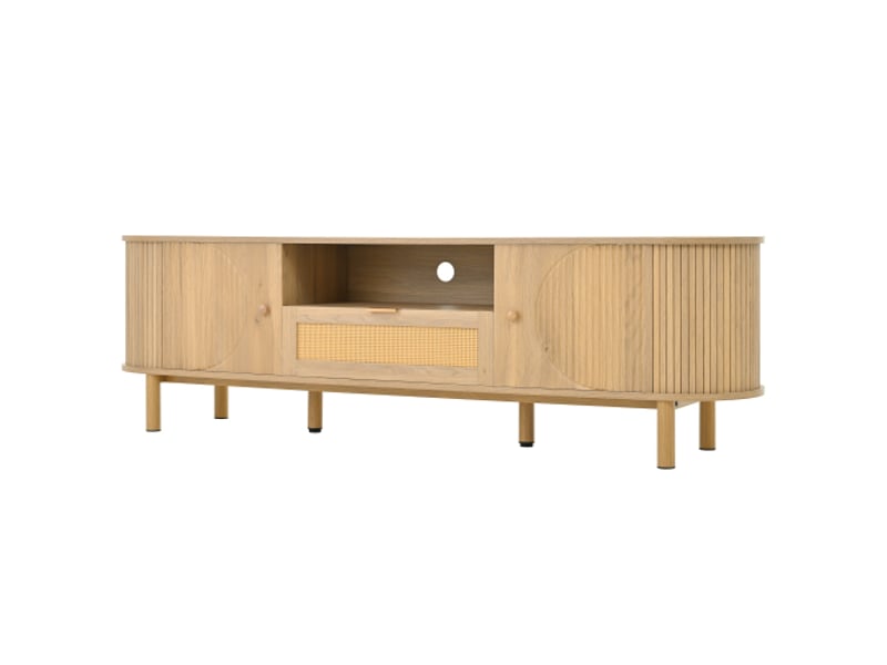  Ensemble salon – table basse réglable et meuble tv – design épuré, rangements, coins arrondis – vendu séparément  - Conforama A