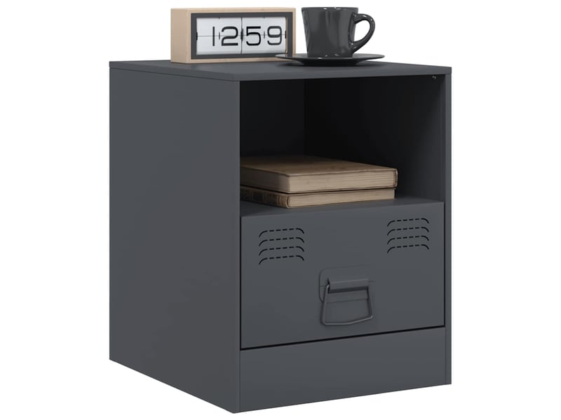 Lot de 2 tables de chevet - cabinet de chevet - table de nuit anthracite 34,5x39x44 cm acier  - Conforama B