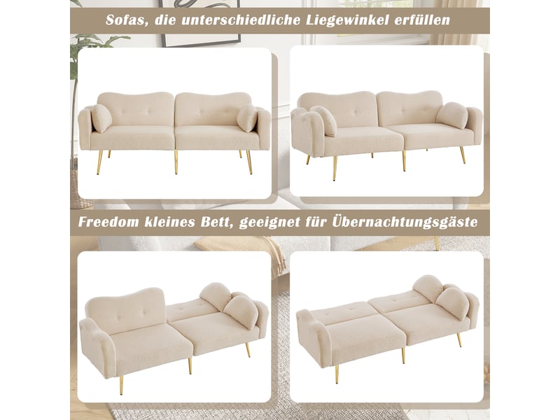  Canapé convertible, canapé-lit, dossier réglable, pieds en métal, 2 en 1, design moderne, mobilier pour espace de vie, 2 places  - Conforama E
