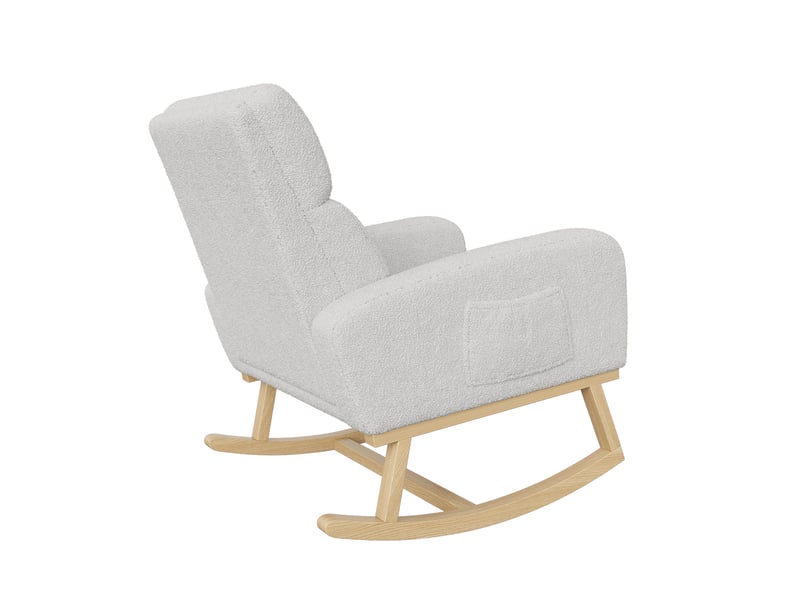  Fauteuil à bascule - 69,2 x 78,5 x 87 cm - gris clair - en tissu bouclette - chaise à bascule confortable avec pieds en bois  - Conforama E