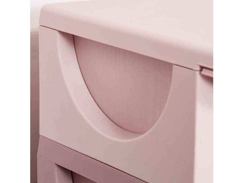 Rangement jouets enfant 37 x 37 x 56,5 cm rose en plastique, 3 bacs amovibles avec poignées - Conforama E