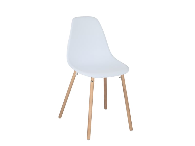  Lot de 4 chaises scandinaves ova blanches avec assise plastique et pieds bois clair  - Conforama B