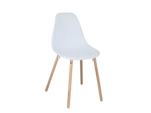 Lot de 4 chaises scandinaves ova blanches avec assise plastique et pieds bois clair