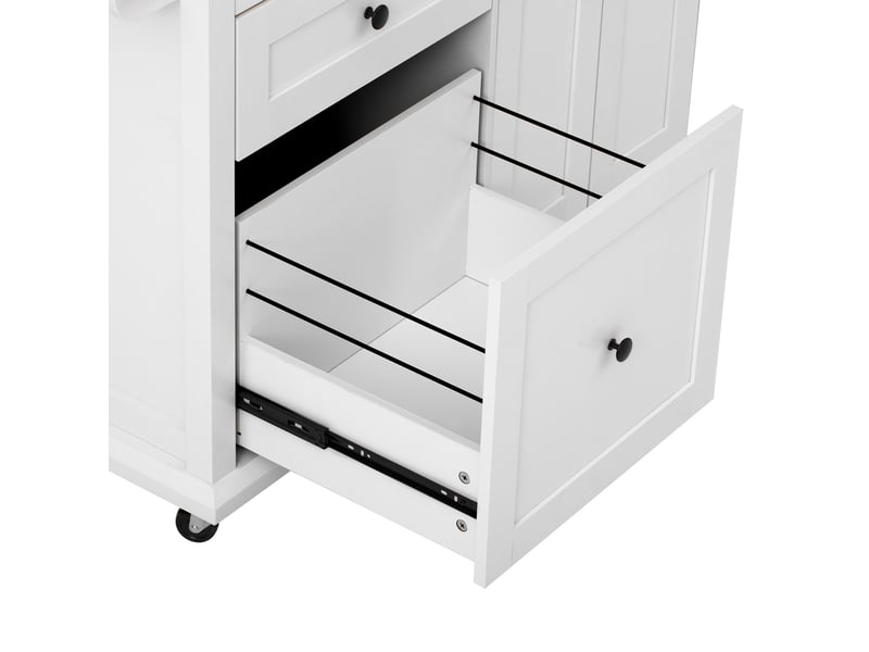 Desserte de cuisine 2 portes, tiroirs et plateau extensible avec roulettes en mdf 107×45-70×90,5 cm blanc - Conforama D