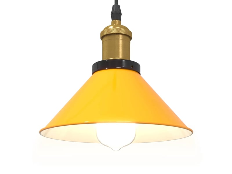 Lampe suspendue, suspension luminaire réglable hauteur e27 jaune brillant ø22cm métal - Conforama E