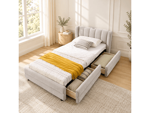 Lit simple 90x200 cm Bliss Lite coloris beige