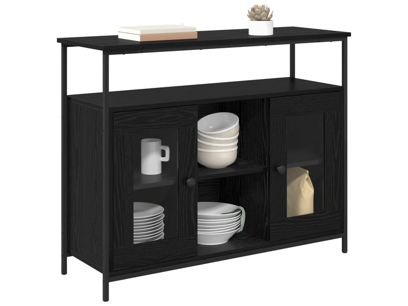  Buffet - bahut - meuble de rangement chêne noir 100 x 35 x 80 cm bois d'ingénierie  - Conforama C