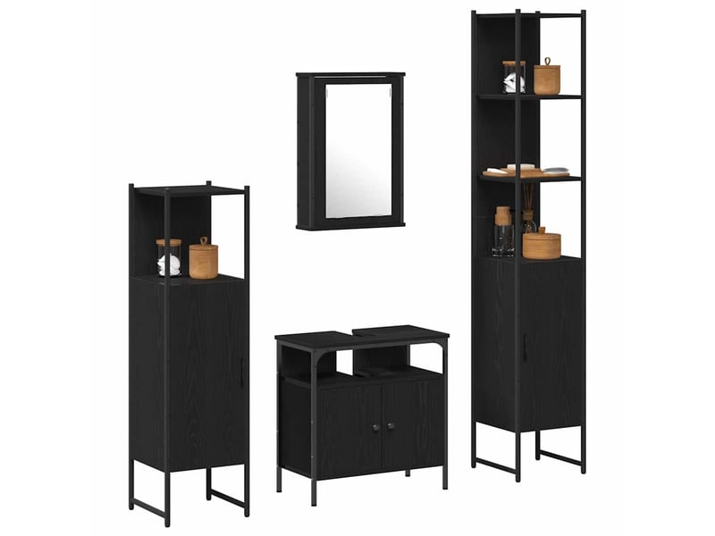  Ensemble de mobilier de salle de bain 4 pc chêne noir cf64511  - Conforama C