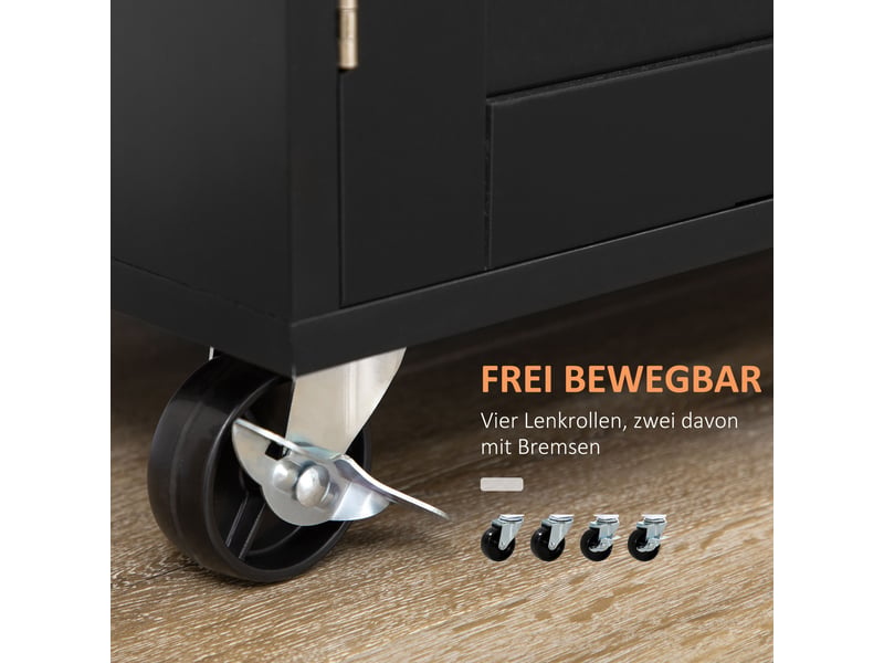  Desserte de cuisine à roulettes avec tiroir et placard noir 109 x 40 x 89 cm  - Conforama E