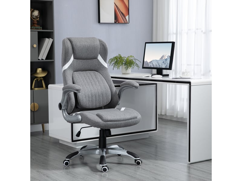  Fauteuil de bureau inclinable en tissu respirant et acier, hauteur réglable, 68 x 76 x 109-117 cm  - Conforama D