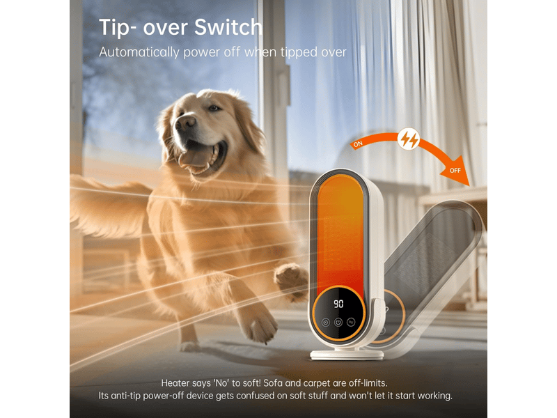  Chauffage d'appoint - chauffage portable économe en énergie avec thermostat réglable, chauffage rapide 1200 w, technologie céramique ptc, télécommande, blanc  - Conforama D