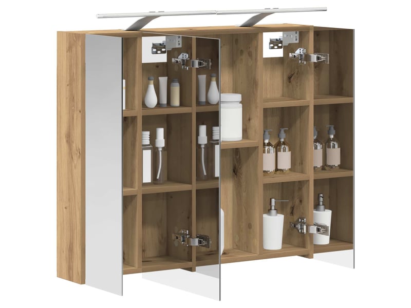  Amoire de salle de bain, meuble de salle de bain avec miroir chêne artisanal shl2491  - Conforama C