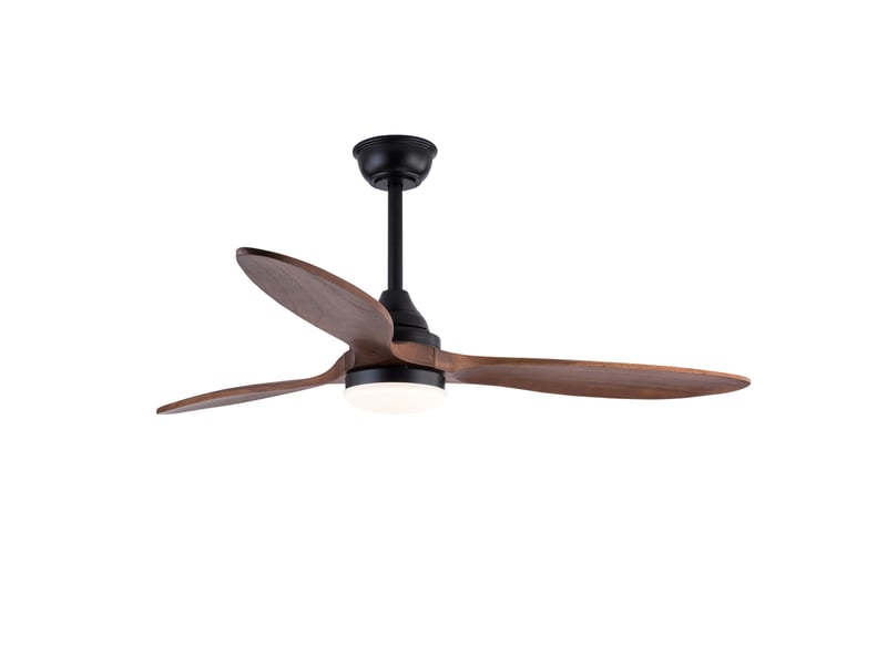  Meilleur ventilateur de plafond 52 pouces en noir avec lumière, 3 cct led dimmable, 3 pales en bois massif, moteur dc silencieux réversible avec télécommande et fonction mémoire  - Conforama A