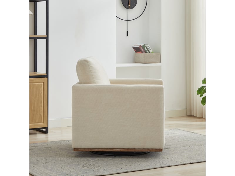  Fauteuil d’appoint pivotant rembourré à quatre faces en tissu chenille, accoudoirs inclus, rotation 360° pour salon, chambre et pièce d’enfant  - Conforama C