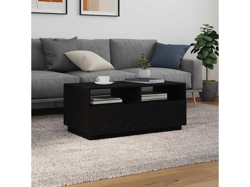  Table basse - table de salon - table à thé avec lumières led chêne noir 90x49x40 cm  - Conforama D