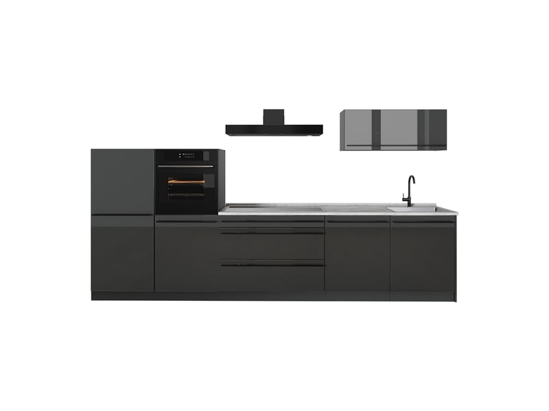  Vicco cuisine, anthracite haute brillanceanthracite, 340cm plan de travail marbre  - Conforama A