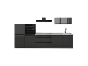 Vicco cuisine, anthracite haute brillanceanthracite, 340cm plan de travail marbre